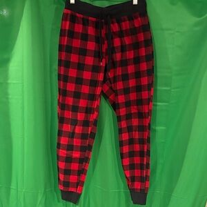 Red and Black Plaid Jogger Pants